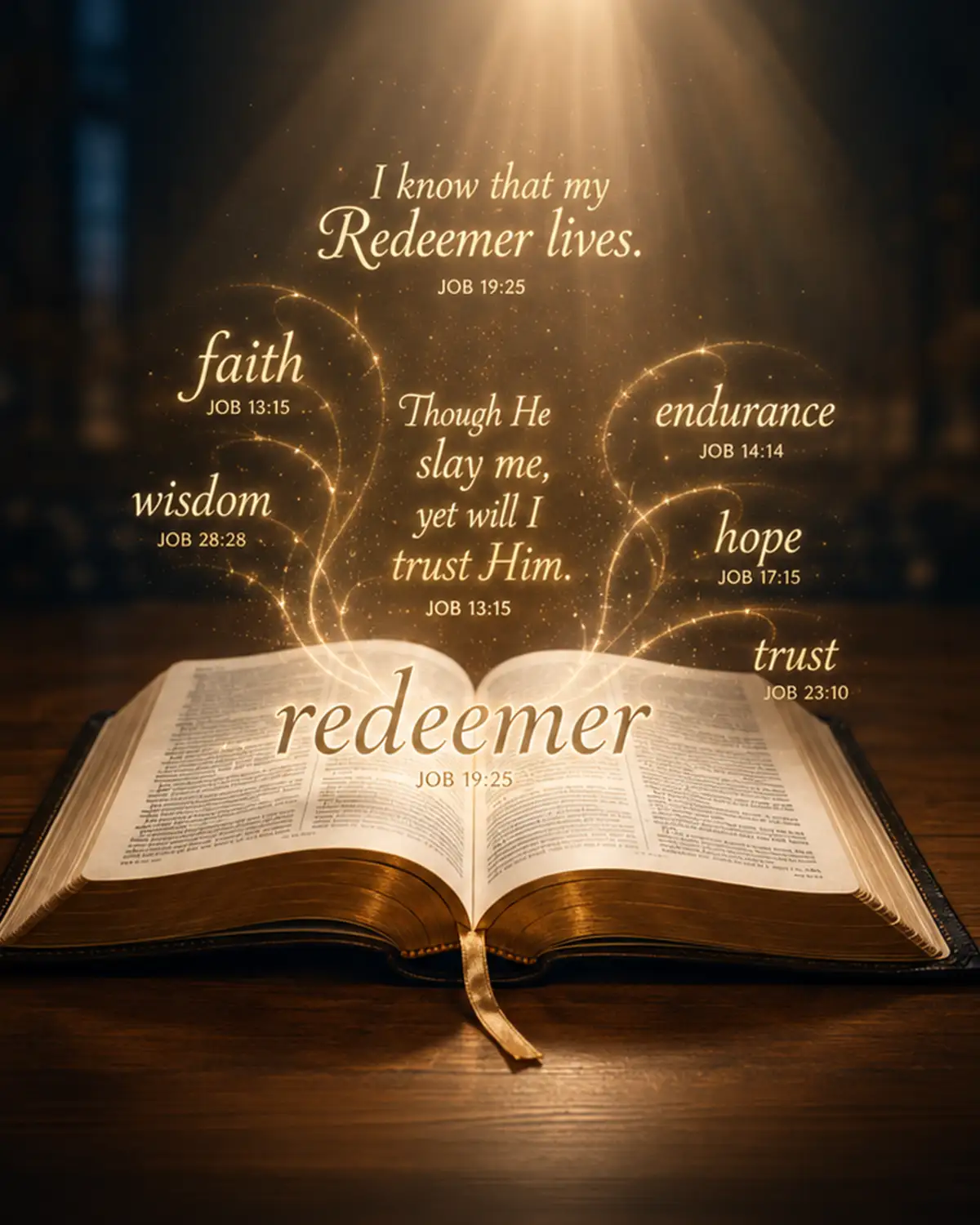 Open Bible illuminated by warm light