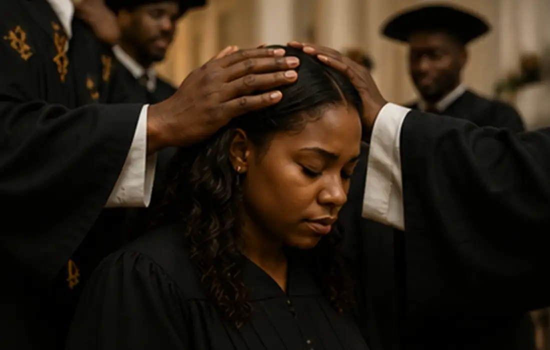 Graduate participating in a consecration and licensing ceremony
