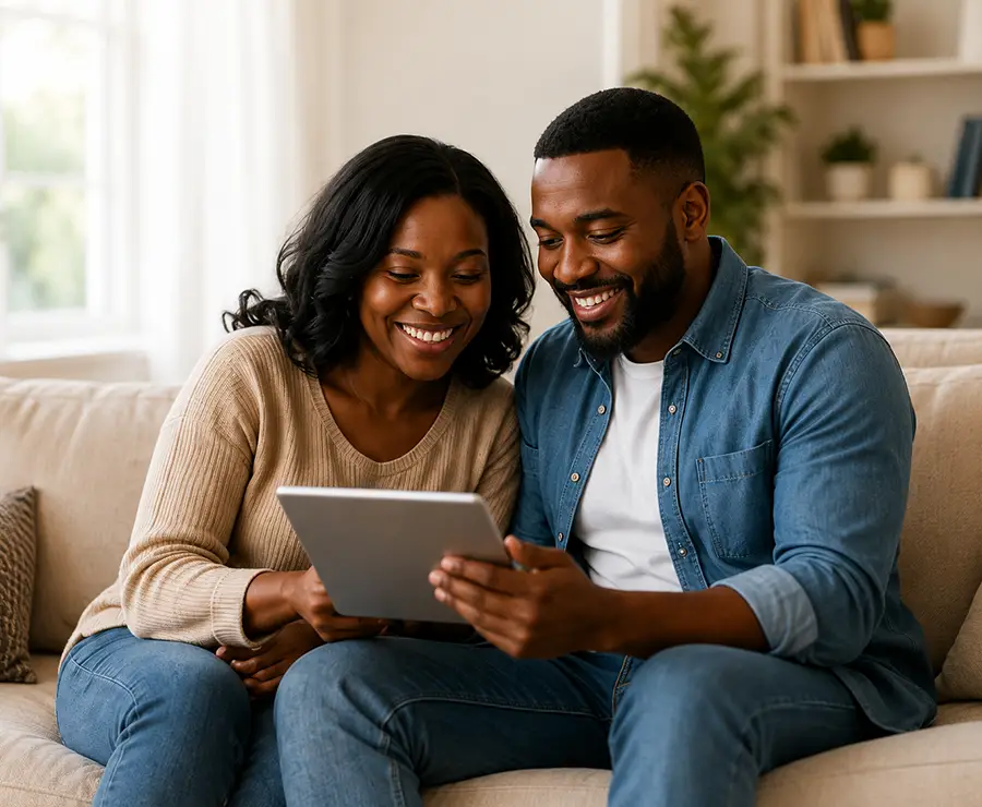Married couple completing their ministry giving together