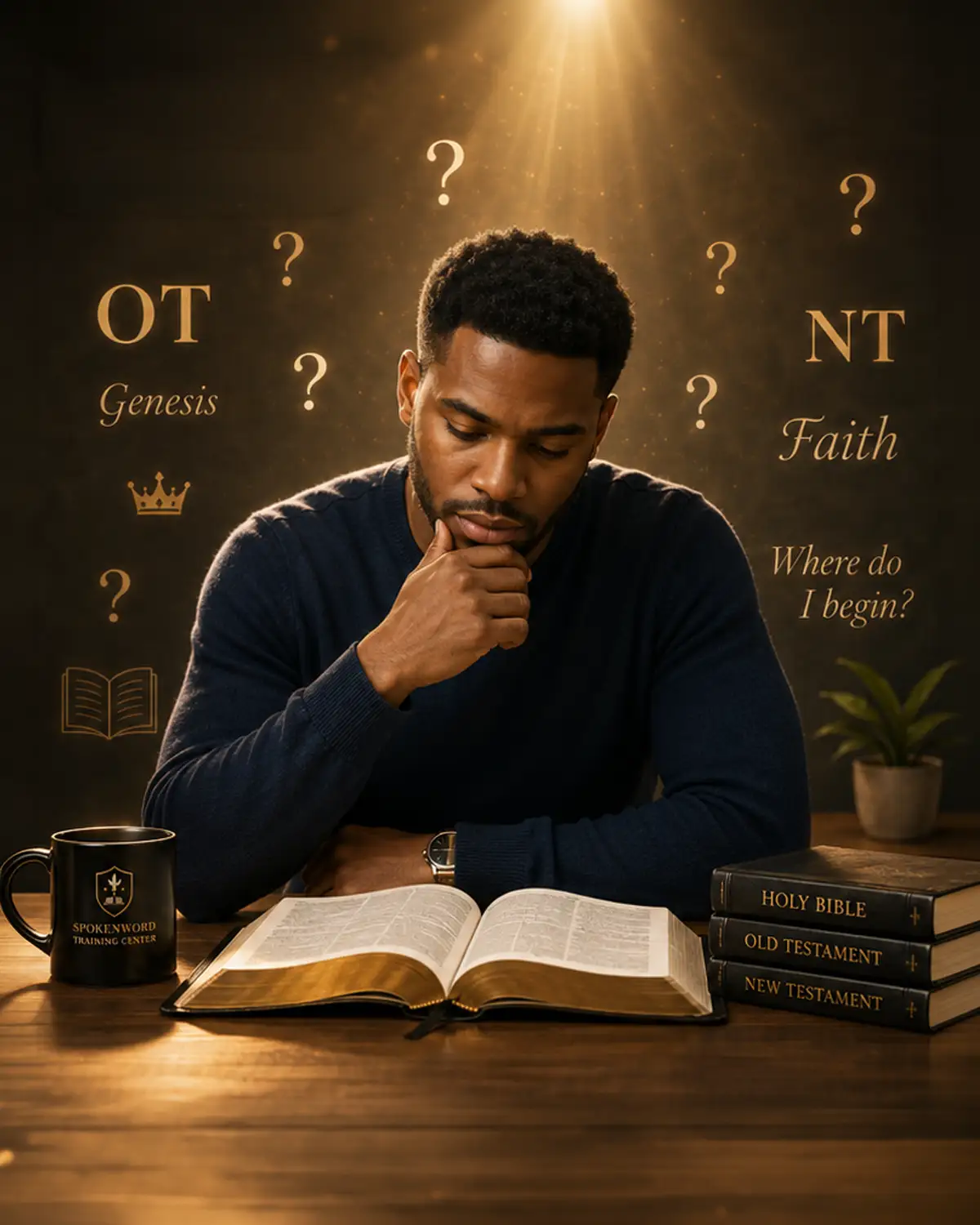 Student studying an open Bible