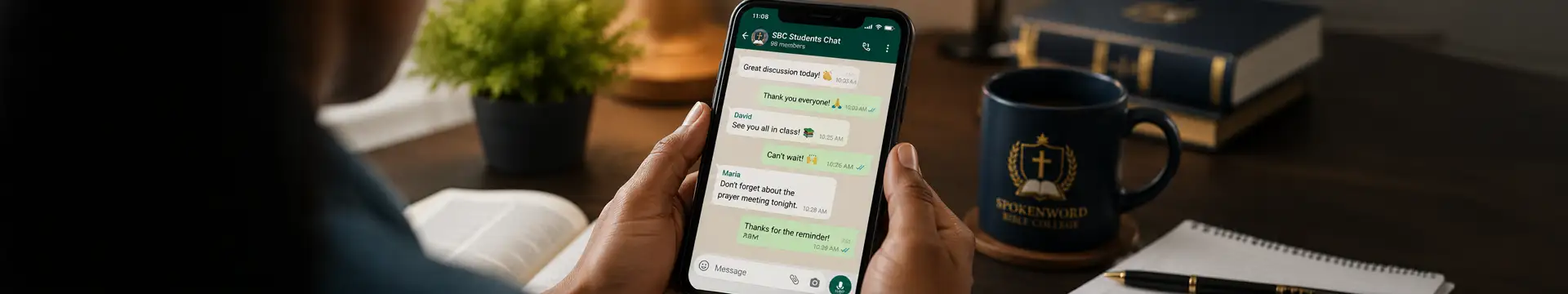 Spokenword Bible College WhatsApp student chat